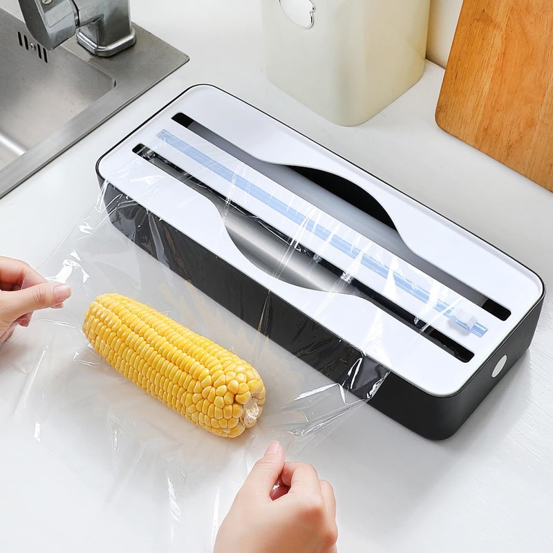 Sonile Dual-Slot Multifunctional Kitchen Cutter | For Cling Film, Aluminum Foil, and Parchment Paper Storage & Cutting | Easily Cut Two Materials at Once (Black(suckers)) - Image 5